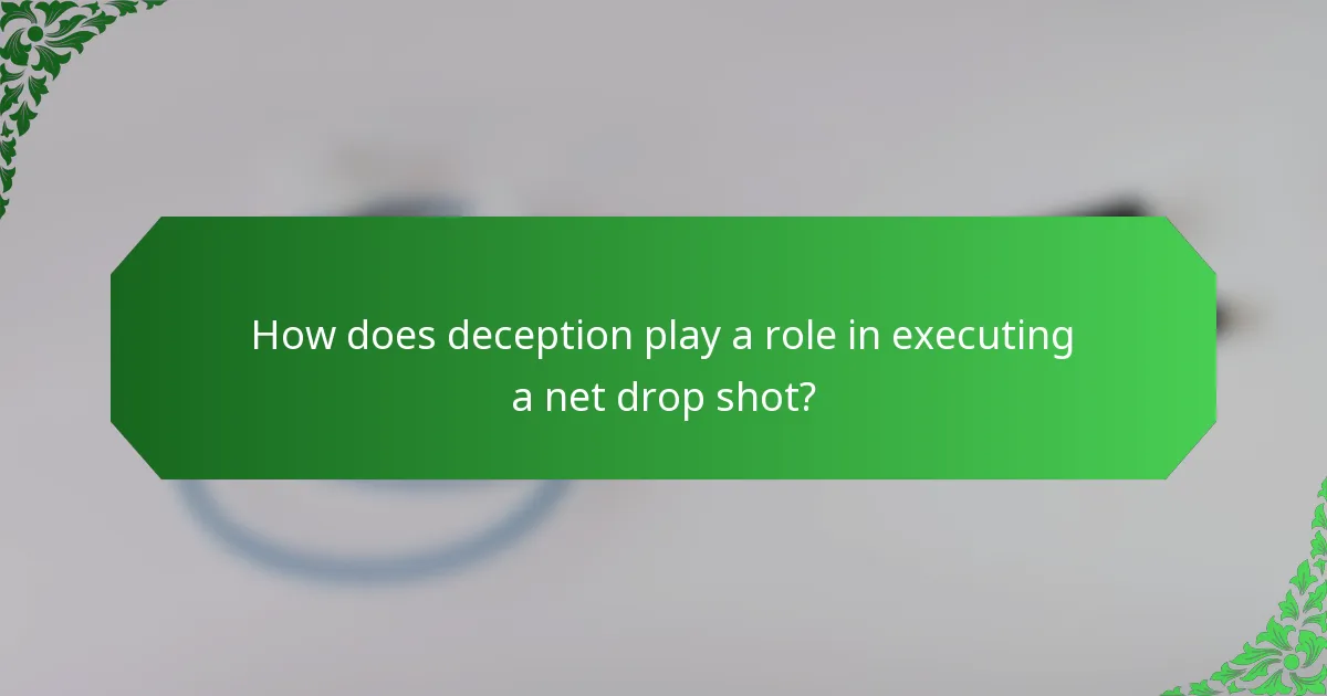 How does deception play a role in executing a net drop shot?